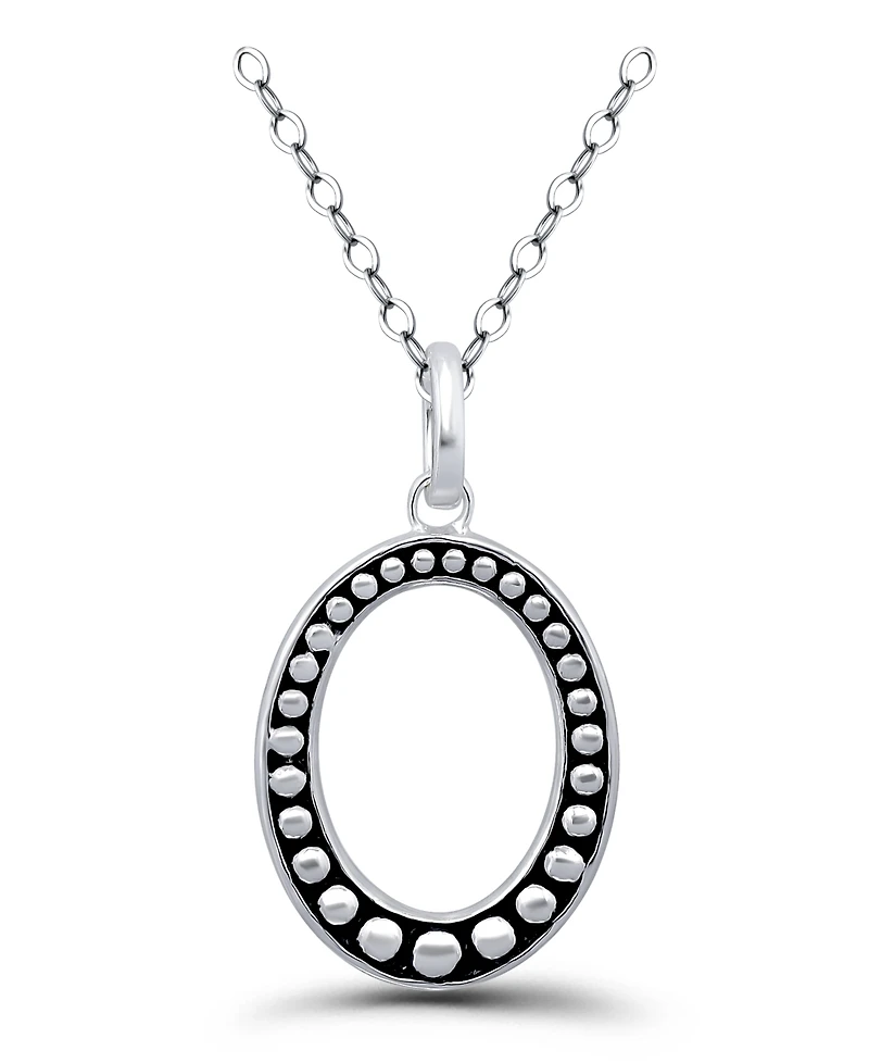 Macy's Oxidized Beaded Oval Pendant Necklace