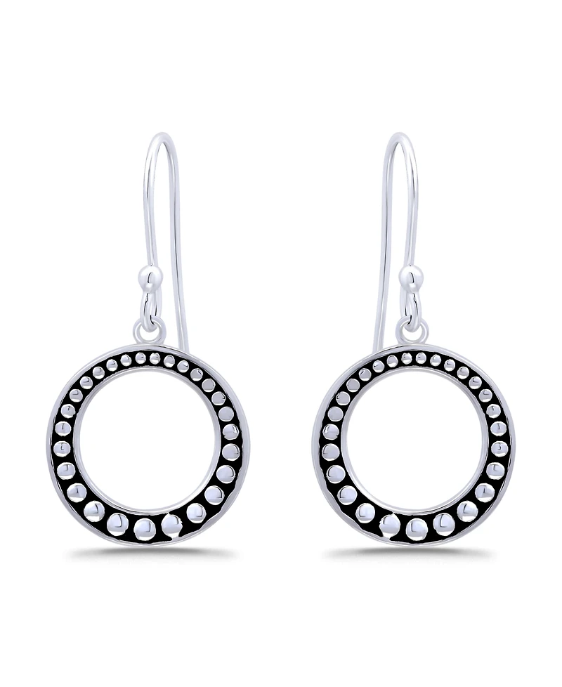 Macy's Oxidized Beaded Open Circle Fish-Hook Earrings