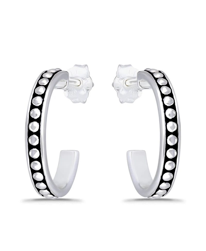 Macy's Oxidized Beaded Round Half Hoop Earrings