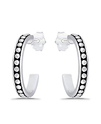 Macy's Oxidized Beaded Round Half Hoop Earrings