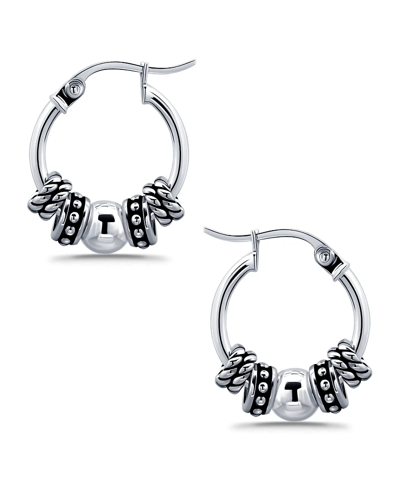 Macy's Oxidized Beads Round Click Top Hoop Earrings