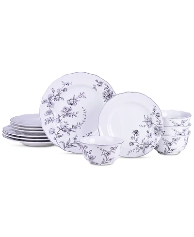 222 Fifth Bellamy Porcelain 12 Pc. Dinnerware Set, Service for 4