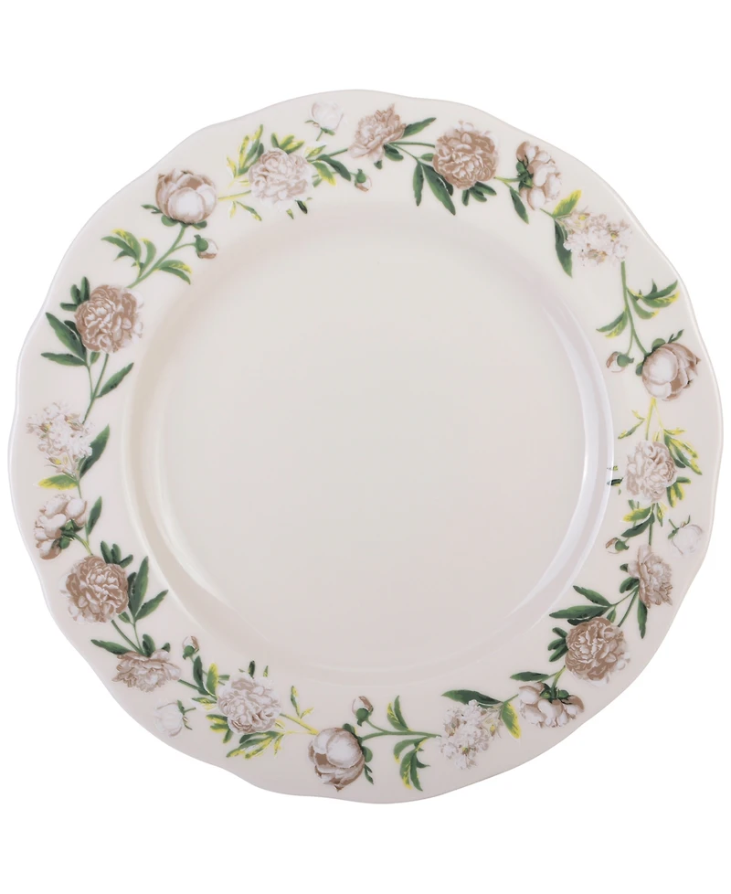 222 Fifth Luxe Peony Neutral Porcelain 12 Pc. Dinnerware Set, Service for 4