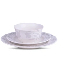 222 Fifth Refreshed Floral White Porcelain 12 Pc. Dinnerware Set, Service for 4