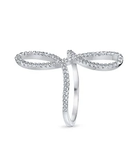 Bling Jewelry Simple Large Pave Cubic Zirconia Elegant Full Finger Armor Cz Statement Swirl Infinity Ring Sterling Silver