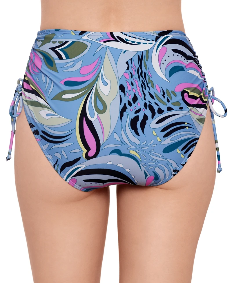 Salt + Cove Juniors' Printed Shirred High-Waist Bikini Bottoms, Exclusively at Macy's