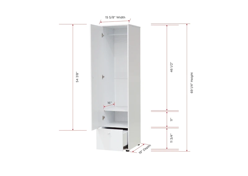 Kings Brand Furniture - Corry Wardrobe Armoire Storage Closet, White