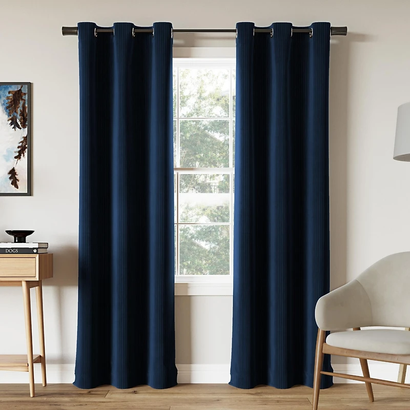 Cascade Pleated Velvet Blackout Grommet Curtain Panel
