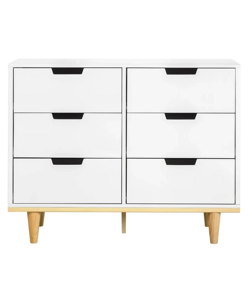 Slickblue Modern Mid-Century Style 6-Drawer Double Dresser