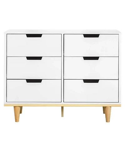 Slickblue Modern Mid-Century Style 6-Drawer Double Dresser