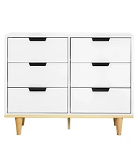 Slickblue Modern Mid-Century Style 6-Drawer Double Dresser