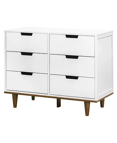 Slickblue Modern Mid-Century Style 6-Drawer Double Dresser