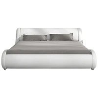 Slickblue Modern Faux Leather Upholstered Platform Bed Frame with Headboard