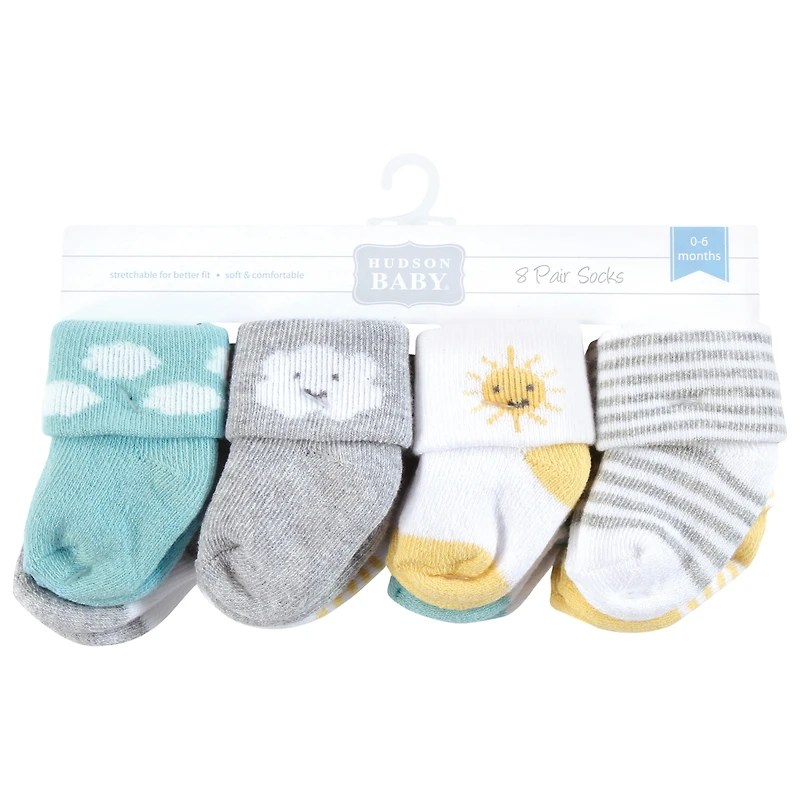 Hudson Baby Boys Comfort 8-Pack Terry Socks
