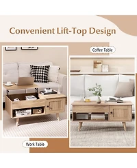 Gouun Lift Top Table with Storage and Hidden Compartment