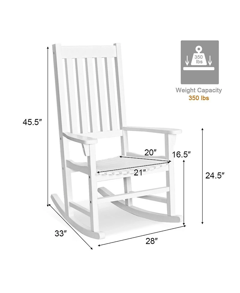 Gymax Wooden Rocking Chair Porch Rocker High Back Garden Seat