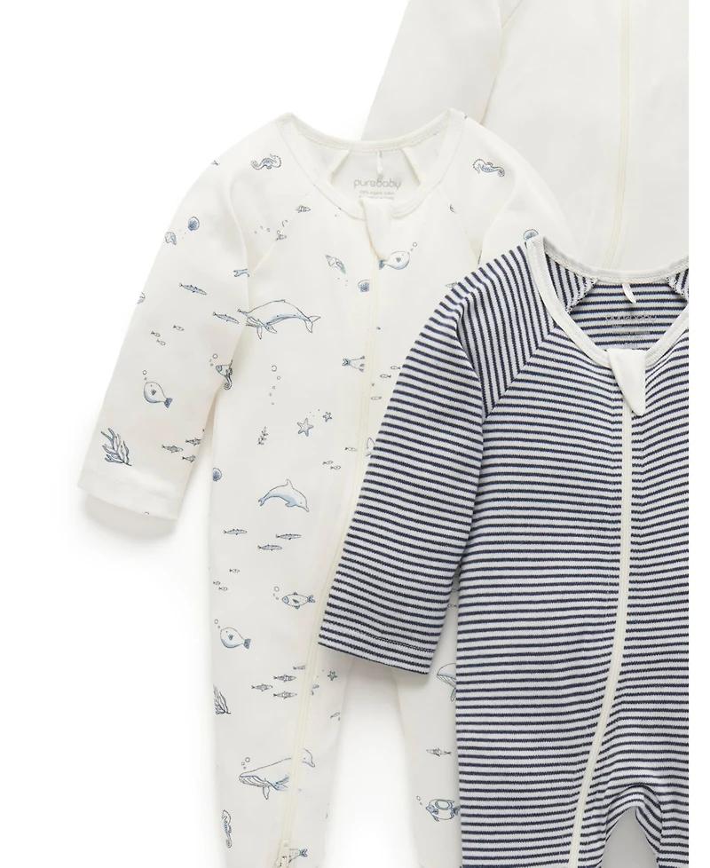 Purebaby Baby Boys Zip Coverall 4 Pack