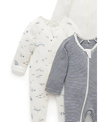 Purebaby Baby Boys Zip Coverall 4 Pack