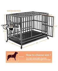 Lovmor Heavy Duty Dog Crate with Stainless Steel Bowls