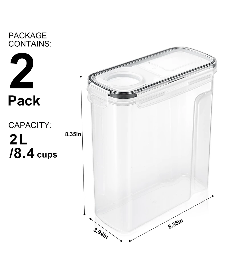 Sorbus 2 Pack (2L/8.4 Cups) Airtight Food Storage Dispensers for Beans, Pasta, Cereals, and More