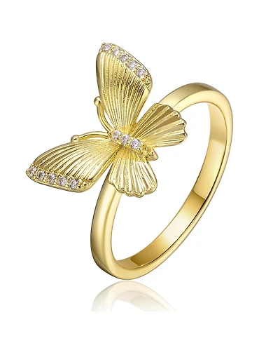 GiGiGirl 14k Gold Plated Butterfly Textured Ring
