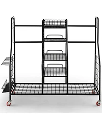 Gymax Extra Large Golf Bag Storage Organizer for Garage Fits 2 Golf Bags & Accessories