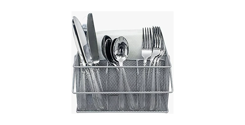 Sorbus Mesh Utensil Caddy - Organize & Serve in Style! Perfect for Kitchen, Parties, and More. Multi-purpose with Compartments & Sturdy Handle