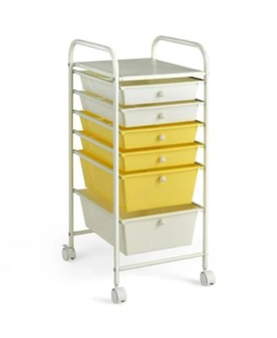 Gouun 6 Drawer Rolling Storage Cart With Clear Plastic Drawers Lockable Wheels