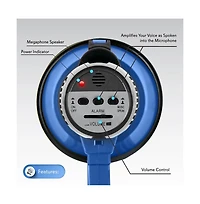 Pyle 30-Watt Portable Megaphone with Siren, Adjustable Volume, Lightweight, Battery Operated, Blue Bullhorn