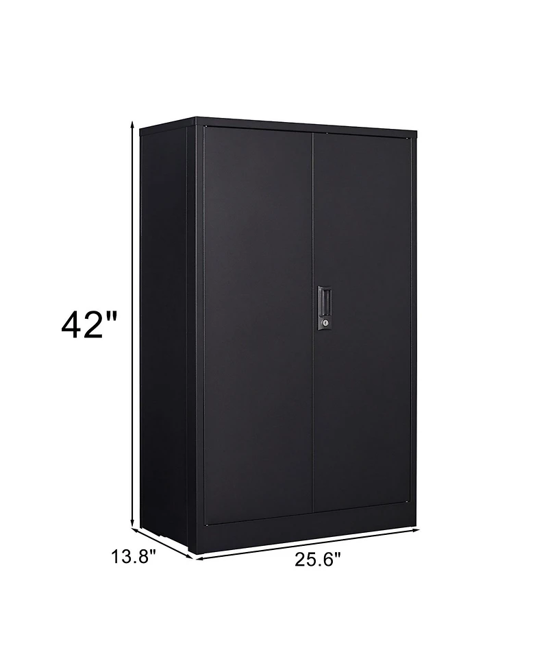 Metal Storage Cabinet with Locking Doors and Adjustable Shelf, Folding Filing
