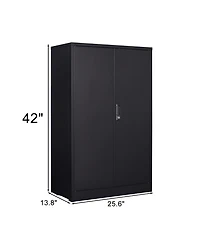 Metal Storage Cabinet with Locking Doors and Adjustable Shelf, Folding Filing
