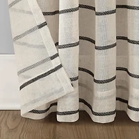Twill Stripe Anti-Dust Linen Blend Sheer Curtain Panel