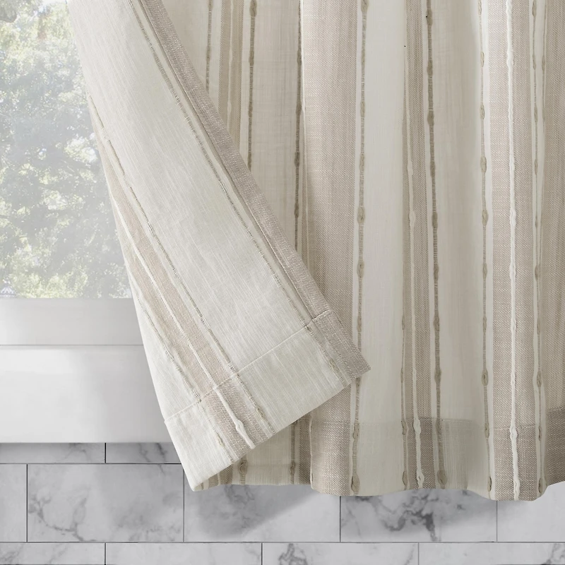 Slub Texture Stripe Cotton Cafe Curtain Pair