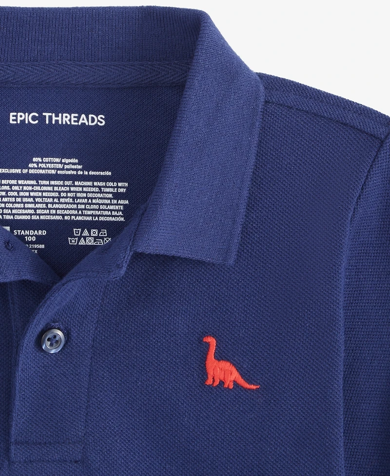 Epic Threads Toddler 2T-4T Boys Solid Dino Polo Shirt, Exclusively at Macy's