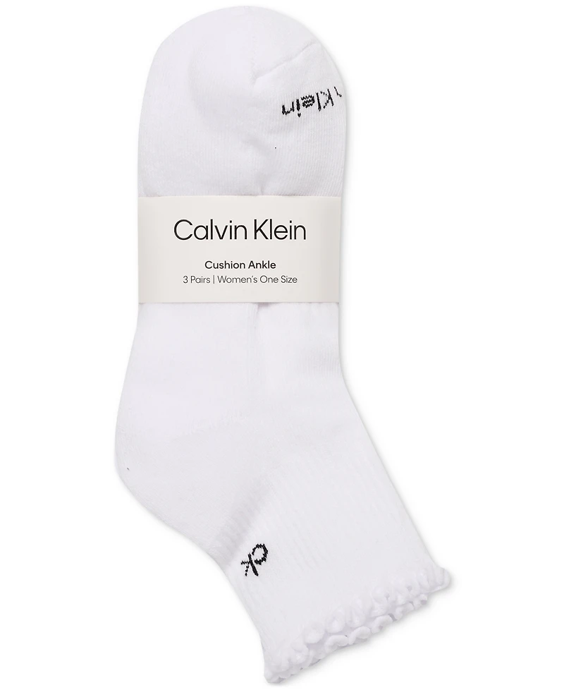 Calvin Klein Women's 3-Pk. Ruffled Quarter Performance Socks