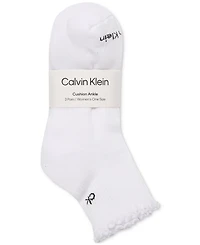 Calvin Klein Women's 3-Pk. Ruffled Quarter Performance Socks