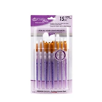 Royal & Langnickel Crafter's Choice Synthetic White Taklon Paint Brushes, 15pc