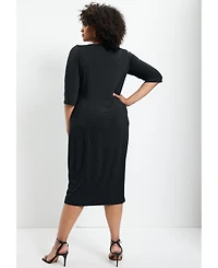 June + Vie Plus Size June + Vie Ruched Detail Midi Dress