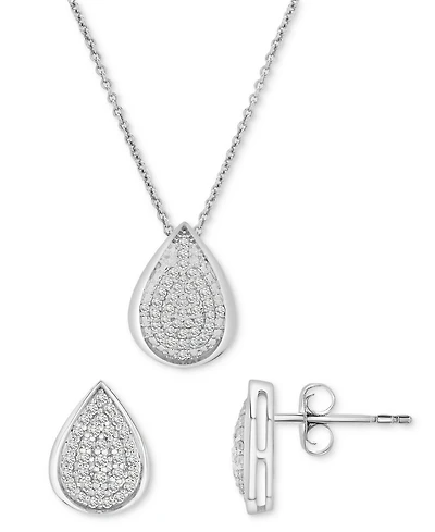 2-Pc. Set Diamond Teardrop Pendant Necklace & Earrings (1/2 ct. t.w.) in Sterling Silver, Exclusively at Macy's