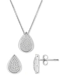 2-Pc. Set Diamond Teardrop Pendant Necklace & Earrings (1/2 ct. t.w.) in Sterling Silver, Exclusively at Macy's