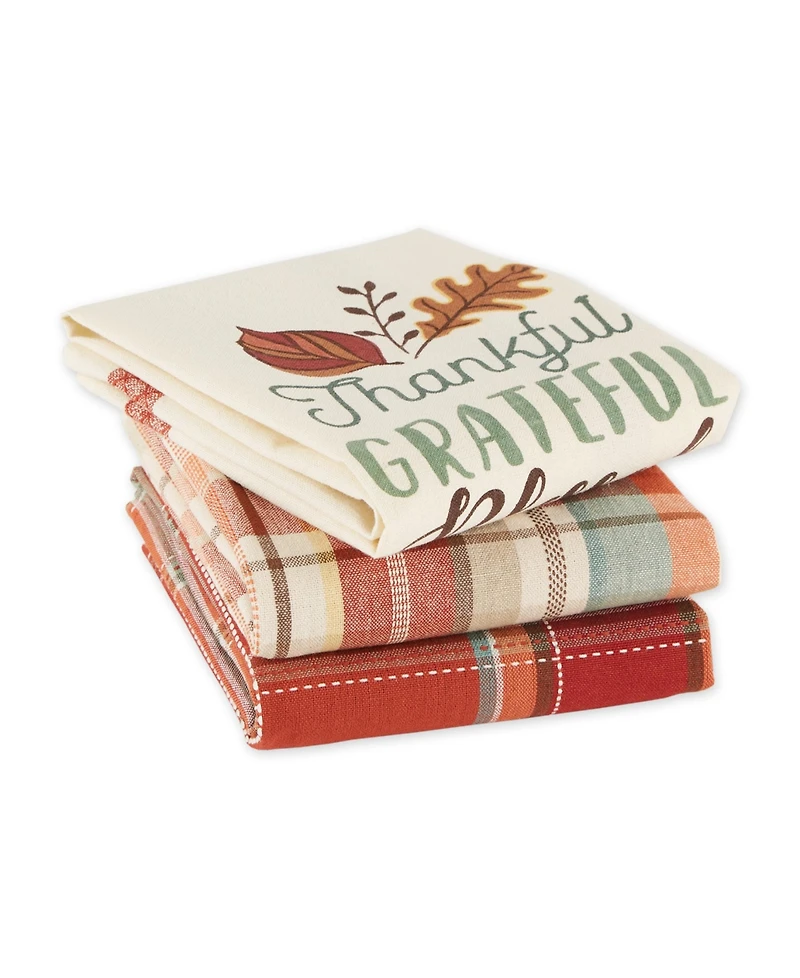 Design Imports Assorted Thankful Grateful Blessed Dishtowel, Set of 3