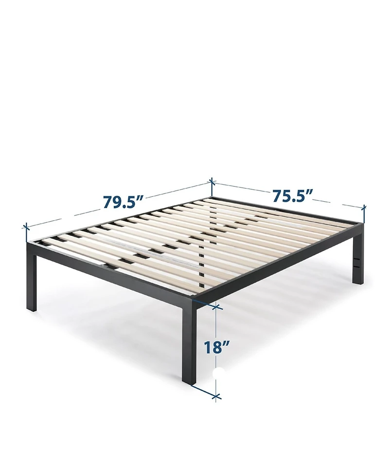 Metal Platform Bed Frame with Wooden Slats Quick Assembly