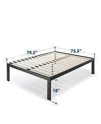 Metal Platform Bed Frame with Wooden Slats Quick Assembly