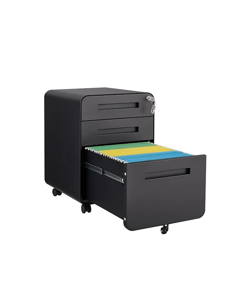 Boyel Living 3 Drawer Mobile File Cabinet Under Desk Office Versatile Storage Cabinet for Legal/Letter/A4 Files, 5 Wheel Design Anti-Tilting