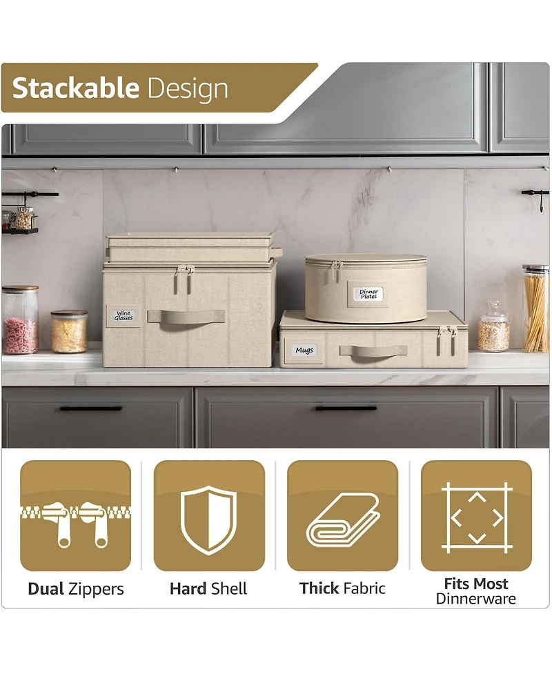 Sorbus 8 Piece Hard Shell Dinnerware Storage Cases - for Dinnerware, Mugs