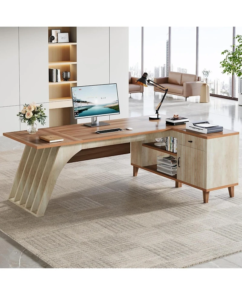 Tribesigns L-Shaped Executive Office Desk, 78.74" Large Computer Desk with Drawer and Lateral File Cabinet, Home Business Workstation Set