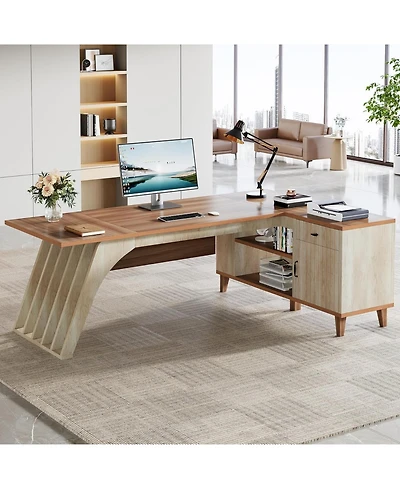Tribesigns L-Shaped Executive Office Desk, 78.74" Large Computer Desk with Drawer and Lateral File Cabinet, Home Business Workstation Set
