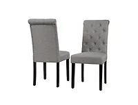 Slickblue Set of 2 Linen Button Tufted Dining Chair with Wood Legs