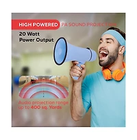 Pyle Portable Megaphone with Siren, 20 Watt Power, Aux Input for MP3, Automatic Siren, Lightweight