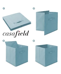 Casafield Set of 6 Fabric Storage Cube Bins, Red - 13" Collapsible Foldable Cloth Baskets for Shelves and Cubby Organizers